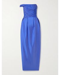 Marmar Halim - One-Shoulder Gathered Plissé-Taffeta Gown - Lyst