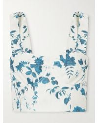 Erdem - Crop Floral-Print Cotton And Linen-Blend Top - Lyst
