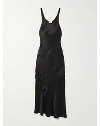 Saint Laurent - Robe Longue Asymétrique En Satin De Soie À Volants - Lyst