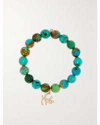 Sydney Evan - Large Luck And Protection 14-karat Gold, Turquoise And Diamond Bracelet - Lyst