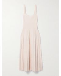 STAUD - Robe Midi En Mailles Côtelées À Plis Ellison - Lyst