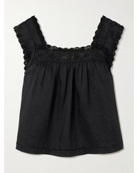 Doen - Aphra Crochet-Trimmed Ramie Top - Lyst