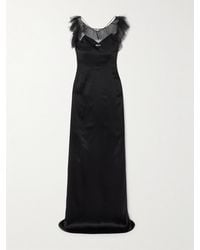 Bode - Prima Ruffled Mesh-Trimmed Silk-Satin Maxi Dress - Lyst