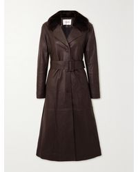 Yves Salomon - Belted Shearling-trimmed Leather Coat - Lyst
