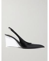 Saint Laurent - Miller Slingback-Pumps Aus Lackleder Mit Keilabsatz - Lyst