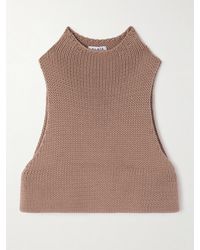 Alaïa - Verkürzter Ärmelloser Stehkragenpullover Aus Einer Baumwollmischung - Lyst