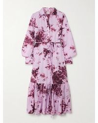 Erdem - Midikleid Aus Baumwolle Mit Blumenprint Und Bindegürtel - Lyst
