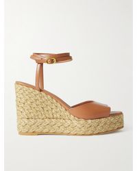 Stuart Weitzman - Barelynude Espadrille-Wedges Aus Leder - Lyst