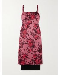 Emilia Wickstead - Robe Midi En Faille À Imprimé Fleuri Et À Superposition Tiffany - Lyst