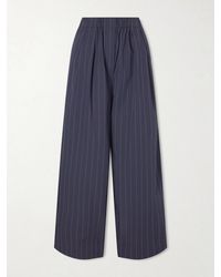 St. Agni - Pleated Pinstriped Cotton-Blend Wide-Leg Pants - Lyst