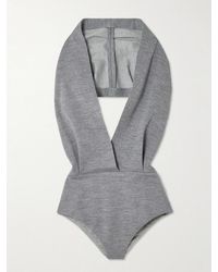 Balmain - Hooded Open-Back Draped Wool-Blend Jersey Bodysuit - Lyst