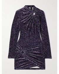Isabel Marant - Havana Draped Floral-Print Velvet Mini Dress - Lyst