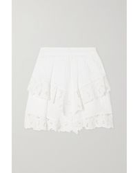 Isabel Marant - Enali Tiered Lace-Trimmed Linen Mini Skirt - Lyst