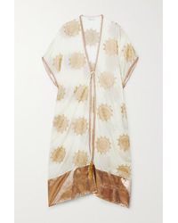 Miguelina Houda Kaftan Aus Besticktem Voile Und Matelassé-lurex® In Metallic-optik - Weiß