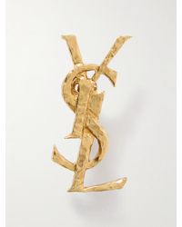 Saint Laurent - Cassandre Hammered-Tone Single Clip Earring - Lyst