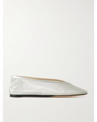Le Monde Beryl - Luna Metallic Leather-Trimmed Mesh Ballet Flats - Lyst