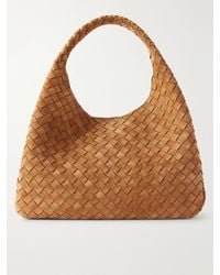Bottega Veneta - Campana Large Intrecciato Suede Shoulder Bag - Lyst
