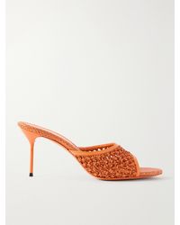 Paris Texas - Lidia 70 Leather-Trimmed Straw Mules - Lyst