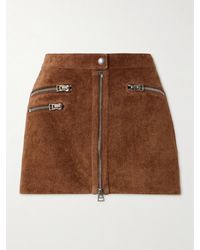 Tom Ford - Zip-Embellished Suede Mini Skirt - Lyst