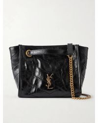 Saint Laurent - Niki Cassndre-Embellished Matelassé Crinkled-Leather Shoulder Bag - Lyst