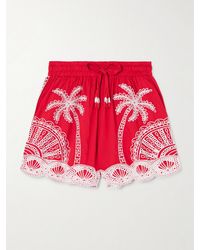 FARM Rio - Scalloped Broderie Anglaise Cotton Shorts - Lyst