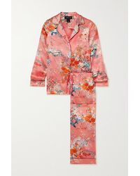 Meng Floral-print Silk-satin Pyjama Set - Pink