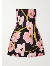 Cara Cara - Ines Strapless Floral-Print Linen Mini Dress - Lyst
