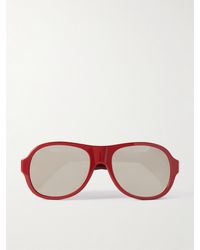 Celine - Aviator-Style Acetate And Leather Sunglasses - Lyst