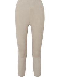 SPRWMN Verkürzte Leggings Aus Veloursleder - Natur