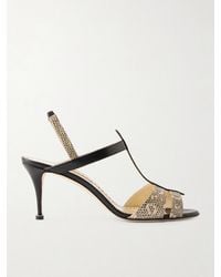 Manolo Blahnik - Retauxlo 70 Lizard-Effect Leather Slingback Sandals - Lyst