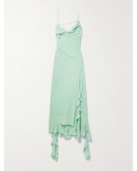 Acne Studios - Asymmetric Layered Ruffled Chiffon Midi Dress - Lyst