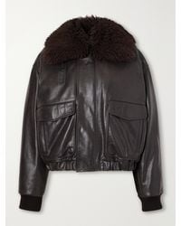 Lemaire - Pilot Shearling-Trimmed Leather Blouson Jacket - Lyst