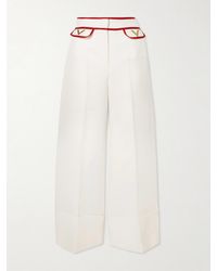Valentino Garavani - Embellished Wool And Silk-Blend Wide-Leg Pants - Lyst