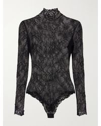 Valentino Garavani - Scalloped Lace-Jersey Bodysuit - Lyst