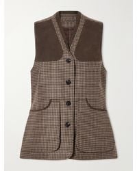 James Purdey & Sons - Suede-Trimmed Checked Wool And Cashmere-Blend Tweed Vest - Lyst