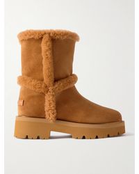 Aquazzura - Teddi Shearling-Trimmed Suede Ankle Boots - Lyst