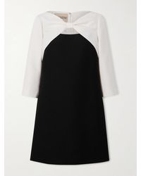 Valentino Garavani - Bow-Detailed Cutout Wool And Silk-Blend Crepe Mini Dress - Lyst