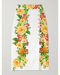 FARM Rio - Floral-Print Linen Midi Wrap Skirt - Lyst