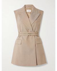 Sportmax - Oversized-Weste Aus Grain De Poudre Aus Wolle Mit Gürtel - Lyst