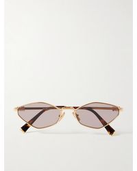 Miu Miu - Goldfarbene Sonnenbrille Mit Ovalem Rahmen - Lyst