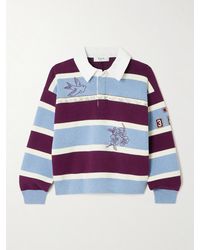 Sea - Hester Embroidered Striped Cotton And Cashmere-Blend Rugby Shirt - Lyst