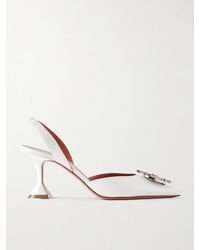 AMINA MUADDI - Begum Swarovski Crystal-Embellished Satin Slingback Pumps - Lyst