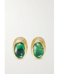 Brooke Gregson Orbit Halo 18-karat Gold, Emerald And Diamond Earrings - Metallic