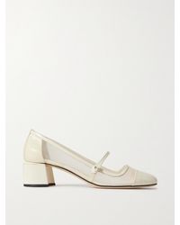 Jimmy Choo - Escarpins Babies En Cuir Verni Et En Résille À Ornements Elisa 45 - Lyst