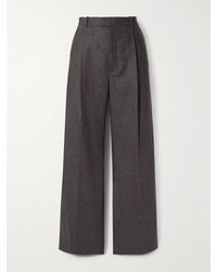 Carven - Pleated Wool Straight-Leg Pants - Lyst