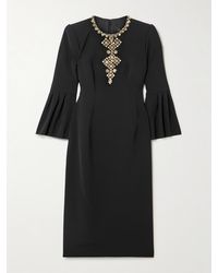 Jenny Packham - Margot Midikleid Aus Stretch-Crêpe Mit Rüschen Und Kristallen - Lyst