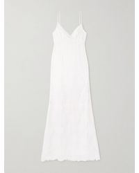 Self-Portrait - Bow-Embellished Cotton-Blend And Lace Maxi Dress - Lyst