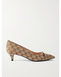 Gucci - Vittoria Horsebit-Embellished Canvas-Jacquard Pumps - Lyst