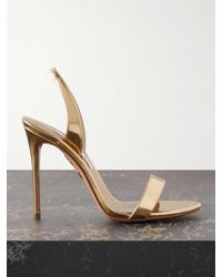 Aquazzura - So Nude 105 Mirrored-Leather Slingback Sandals - Lyst