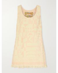 Zimmermann - Solstice Logo-Jacquard Fringed Cotton-Terry Mini Dress - Lyst